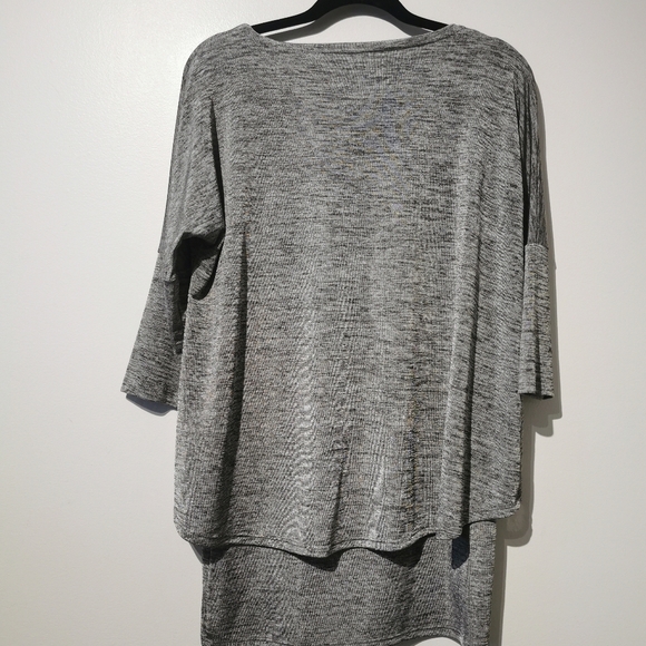 Joseph Ribkoff Oversized Solid Grey Layered V Neck Long Top - Picture 6 of 6